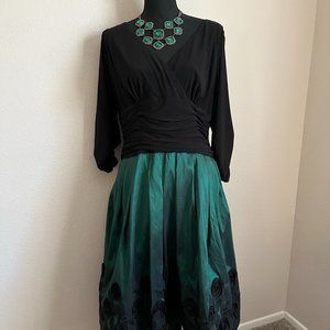Emerald Green and Black Formal Dress